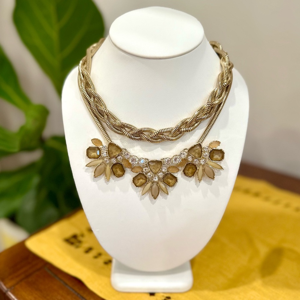 Ann Taylor Gemstone Statement Necklace - Brown/Ta… - image 3